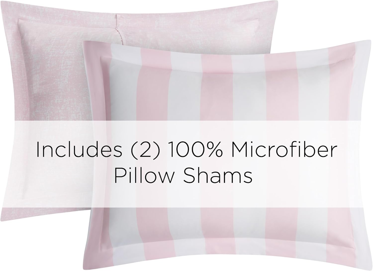 Juicy Couture Cabana Stripe Reversible Bedding Set - Queen/Full Size - Dogwood Pink/White Stripe Print – 6 Piece Set – Includes 1 90' x 90' Comforter, 3 Decorative Pillows, 2 Shams