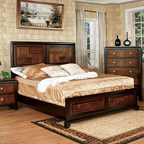 Patra Asian Contemporary Acacia Walnut Queen Size 6-Piece Bedroom Set