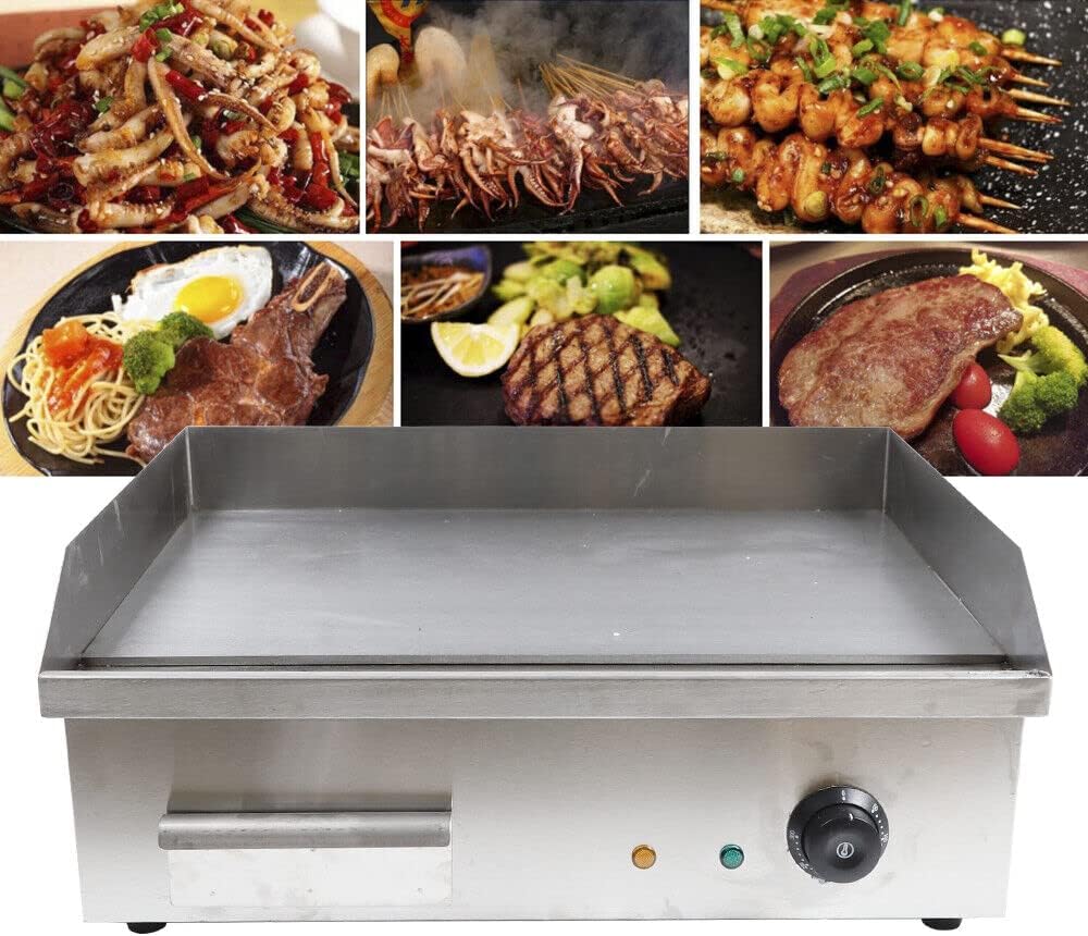 Commercial Electric Countertop Griddle, 3000W Commercial Electric Griddle Flat Top Grill Hot Plate BBQ Grill Countertop Adjustable Thermostatic Control Easy Clean for Kitchen Restaurant
