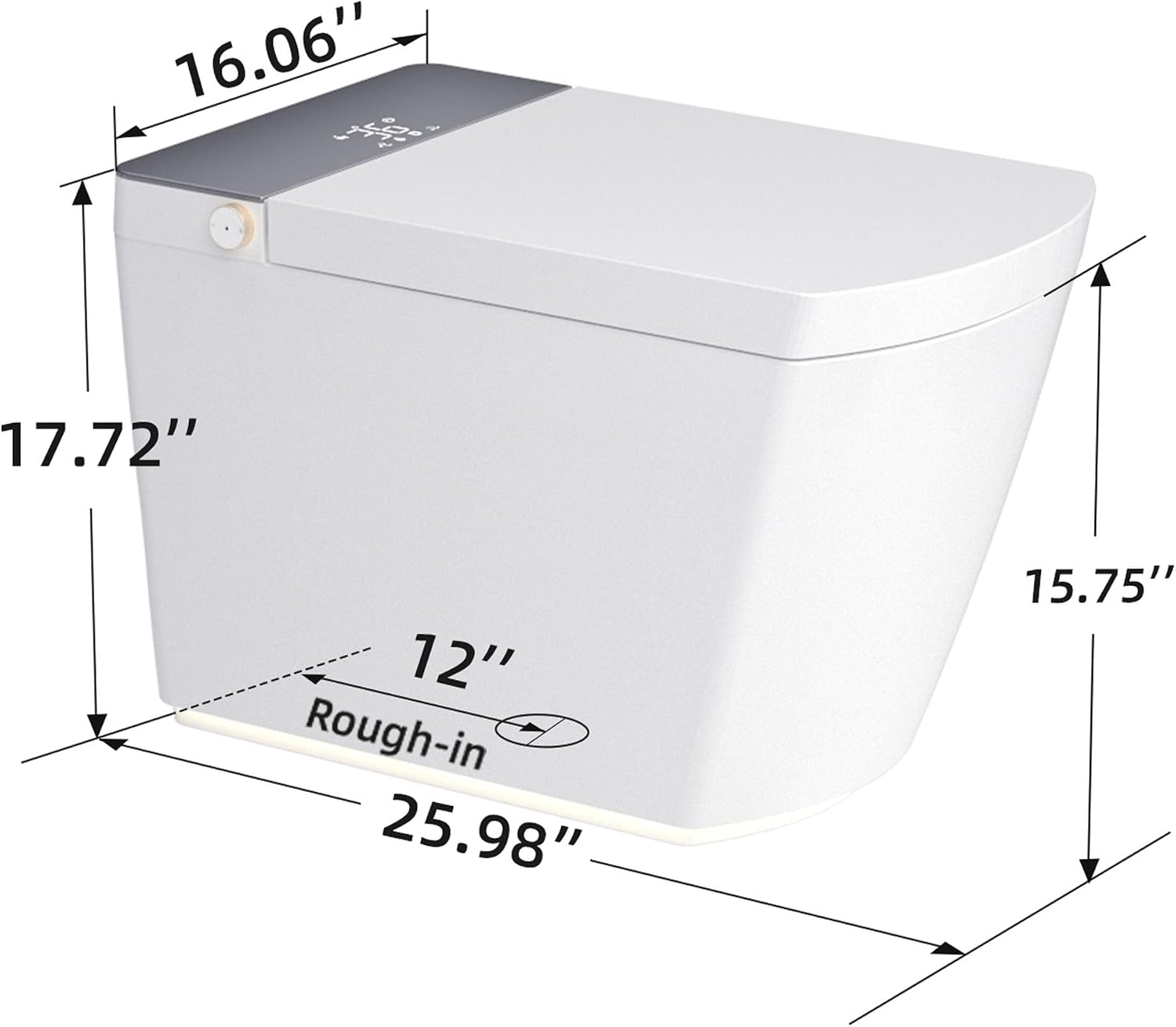 Luxury Smart Toilet with Bidet Built In, Elongated Electric Toilet with Auto Open Close Lid & Foot Sensor, Modern Bidet Toilets, Heated Seat/Voice Control/Automatic Washing Modes (Square)