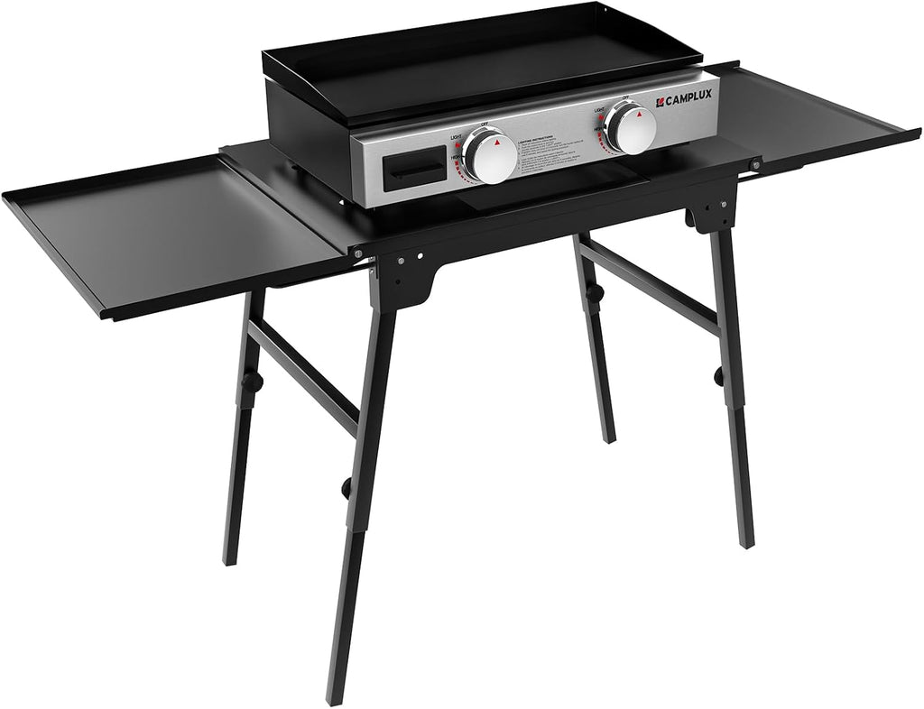 CAMPLUX 23' Propane Tabletop Griddle Grill 2-in-1 Bundle with Foldable Adjustable Griddle Stand, 19,000 BTU Non-Stick Flat Top for Camping, RV & Tailgating