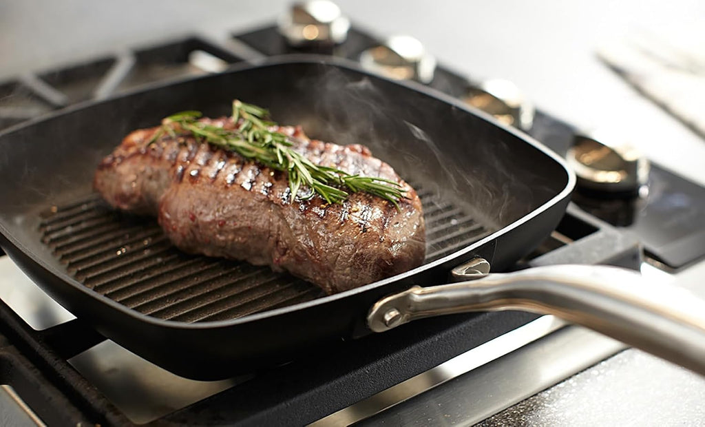Scanpan Pro IQ 10.5' Square Grill Pan - Easy-to-Use Nonstick Cookware - Dishwasher, Metal Utensil & Oven Safe - Made by Hand in Denmark