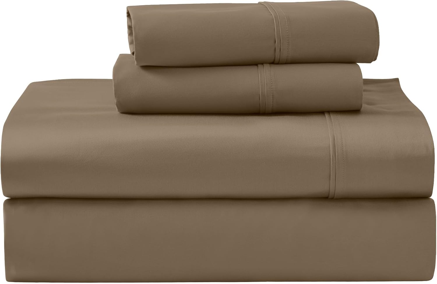 Superior 1200 Thread Count Egyptian Cotton Sheet Set, Bedroom Sheets, Home Essentials, Luxury Bedding, 1 Elastic Deep Pocket Fitted Bed Sheet, 1 Flat Sheet, 2 Pillowcases, California King, Taupe