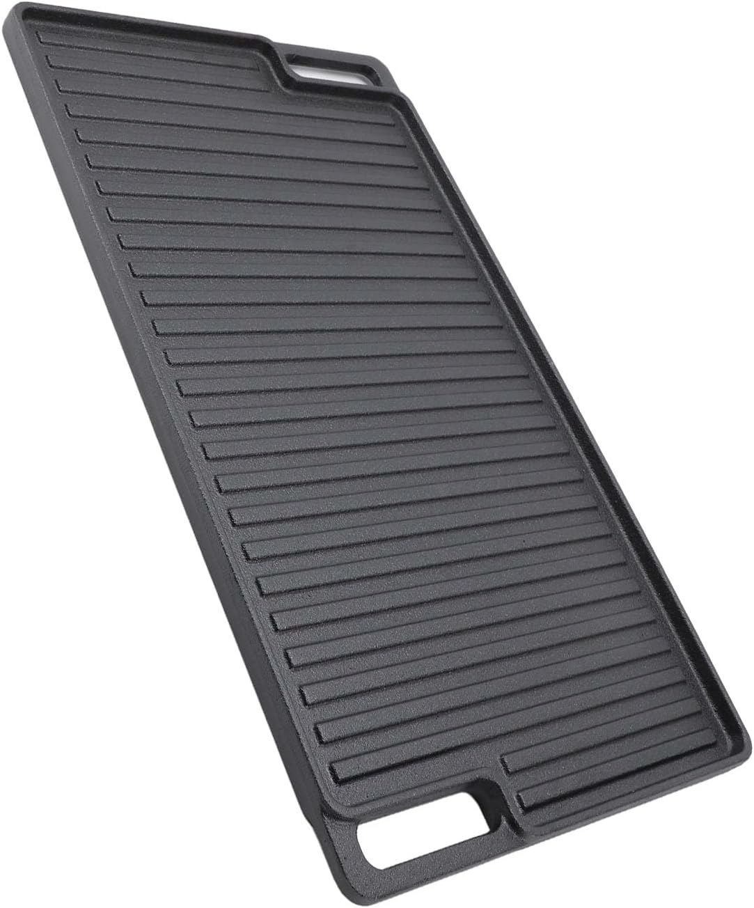 Aramox Reversible Grill Griddle, Pre Seasoned Cast Iron Flat Top Griddle with Non Stick Surface, Double Sided Textured Design for Stovetop Oven Grill Campfire Cooking