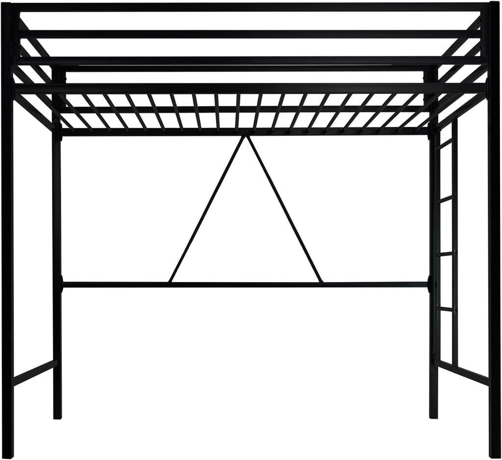 SHA CERLIN Loft Bed Twin Size with Ladder and Guardrail,Heavy Duty Metal Slats Support No Box Spring Needed Small Space Saving Furniture for Bedroom Dorm,Black