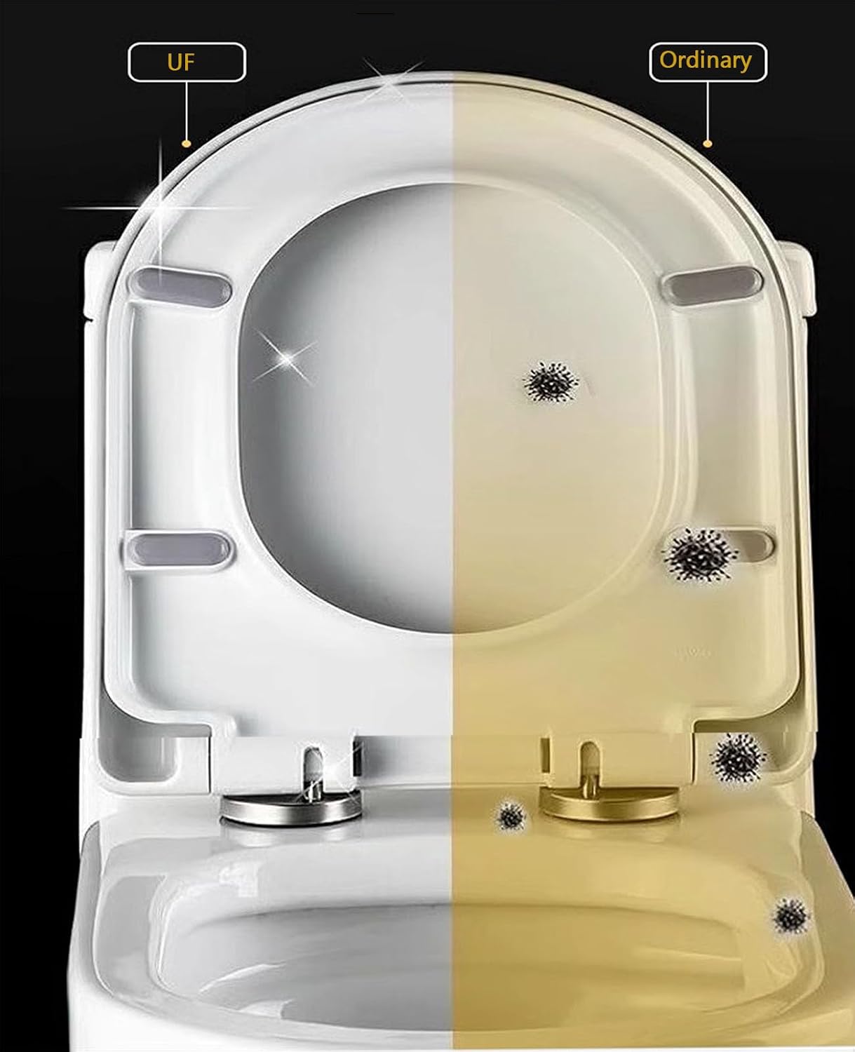 Wttfc Soft Close Toilet Seat,Bidet Toilet Seat,Simple Top Fixing for Easy Clean,D Shape, Standard Toilet Seats White with Adjustable Hinges,Toulet Seat,07