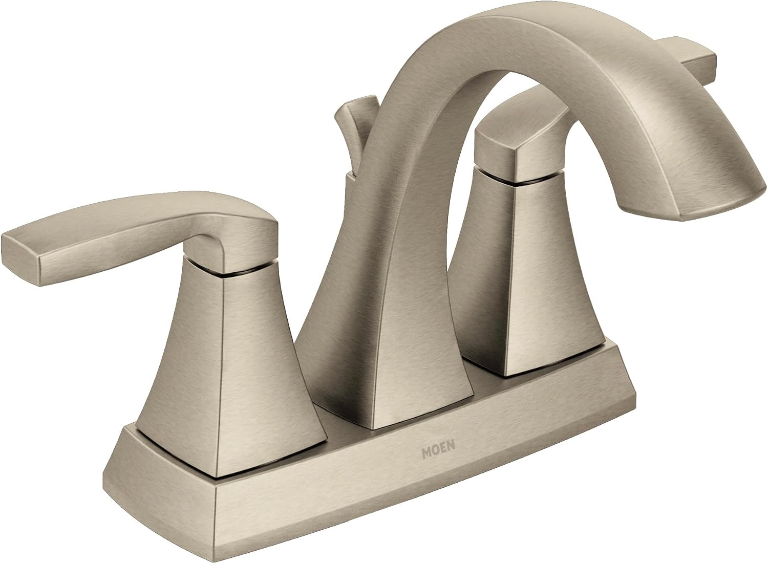 Moen Voss Brushed Nickel Two-Handle High-Arc Centerset Bathroom Faucet with Drain Assembly, 6901BN
