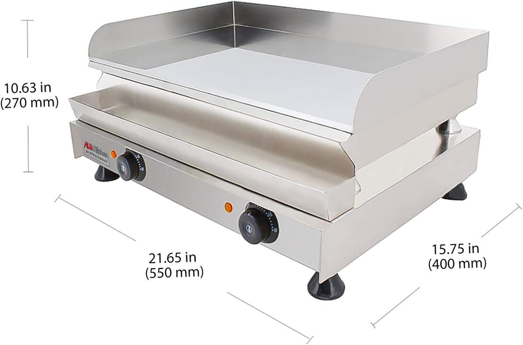 ALDKitchen Flat Top Griddle | Teppanyaki Grill | Single, Dual or Triple Thermostat | Commercial Use | 110V | No Plug (Medium)