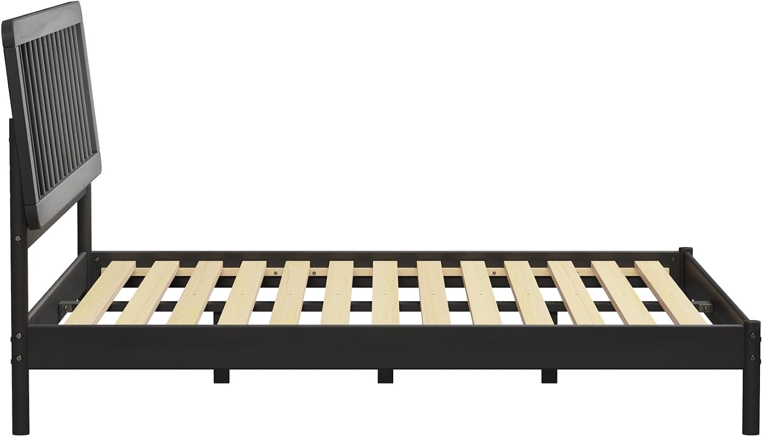 Walker Edison Clemente Mid-Century Modern Spindle Headboard King Bedframe, King Size, Black