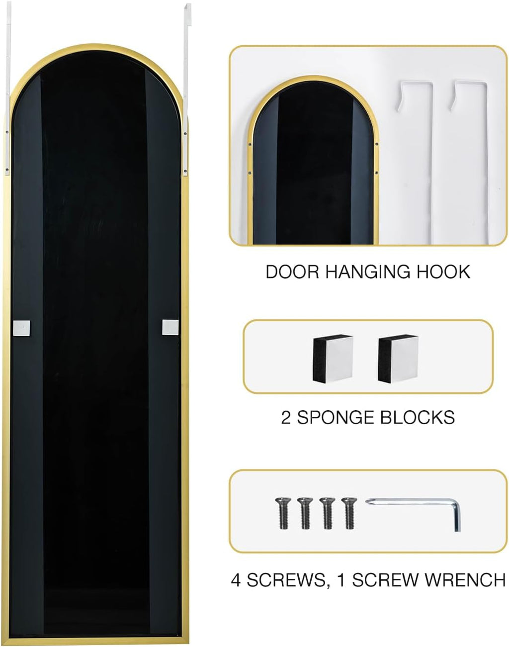 DYNWELL Full Length Over The Door Mirror, 48'x14' Bathroom Gold Mirror, Long Mirror for Bedroom Living Room