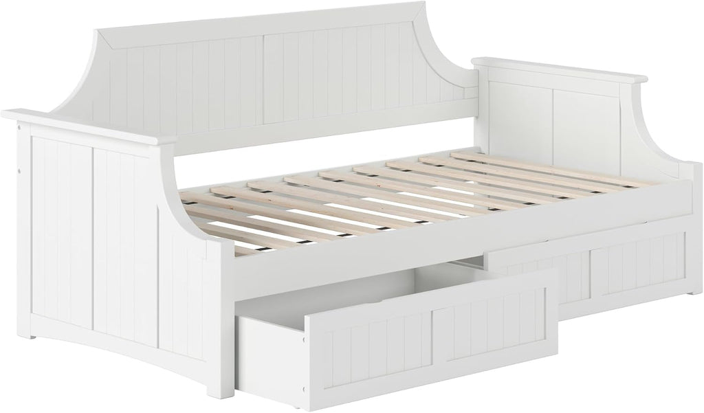 AFI Cambridge Twin Wood Daybed with Set of 2 Drawers in White