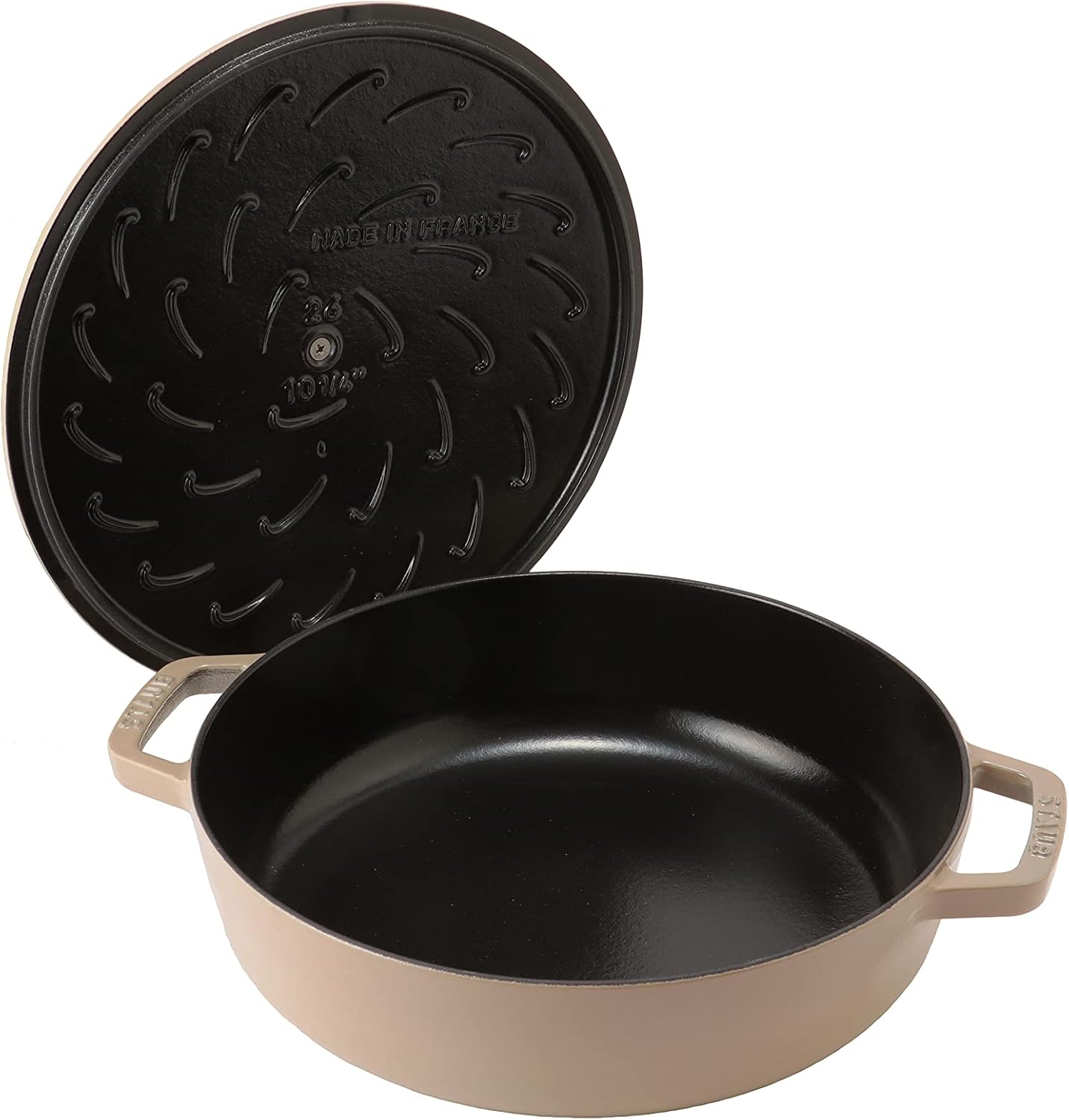 staub Braiser 40508-418 Blazer Saute Pan, 10.2 inches (26 cm), Vintage Knob Specification, Large, Both Hands, Cast Enameled Pot, Shallow Type, Sukiyaki, Induction Compatible