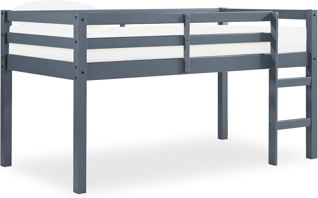 DHP Milton Twin Loft Bed, Space Saving Design, Solid Pine Wood, White Finish