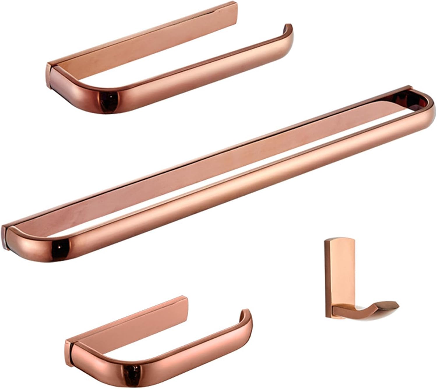 OAkita Rose Gold Toilet Paper Holder, Bathroom Accessories Set (Towel Rail, Towel Rack, Toilet Paper Holder, Towel Hook), Wall Mounted Towel Rack Bathroom Hardware Accessories Set, Rose Gold