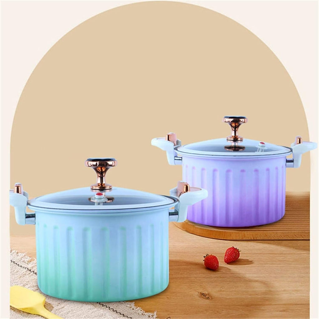 Pressure Cooker 8L, Micro Braiser Pans, Enamel Lining Non-stick Pressure pot, with Lid Silicone Seal Spill-proof Valve Pressure pot for Cooking,Green(Purple)
