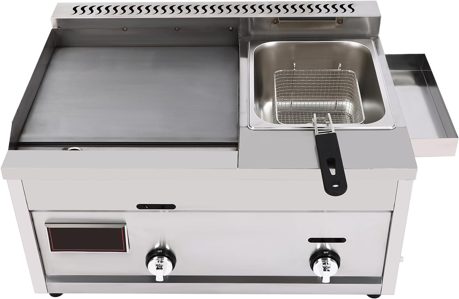 Commercial Deep Fryer with Griddle, Gas Propane Flat Top Griddle & Countertop Deep Gas Fryer, Outdoor Multi-function Griddle with Basket & Lid Restaurant Home Kitchen