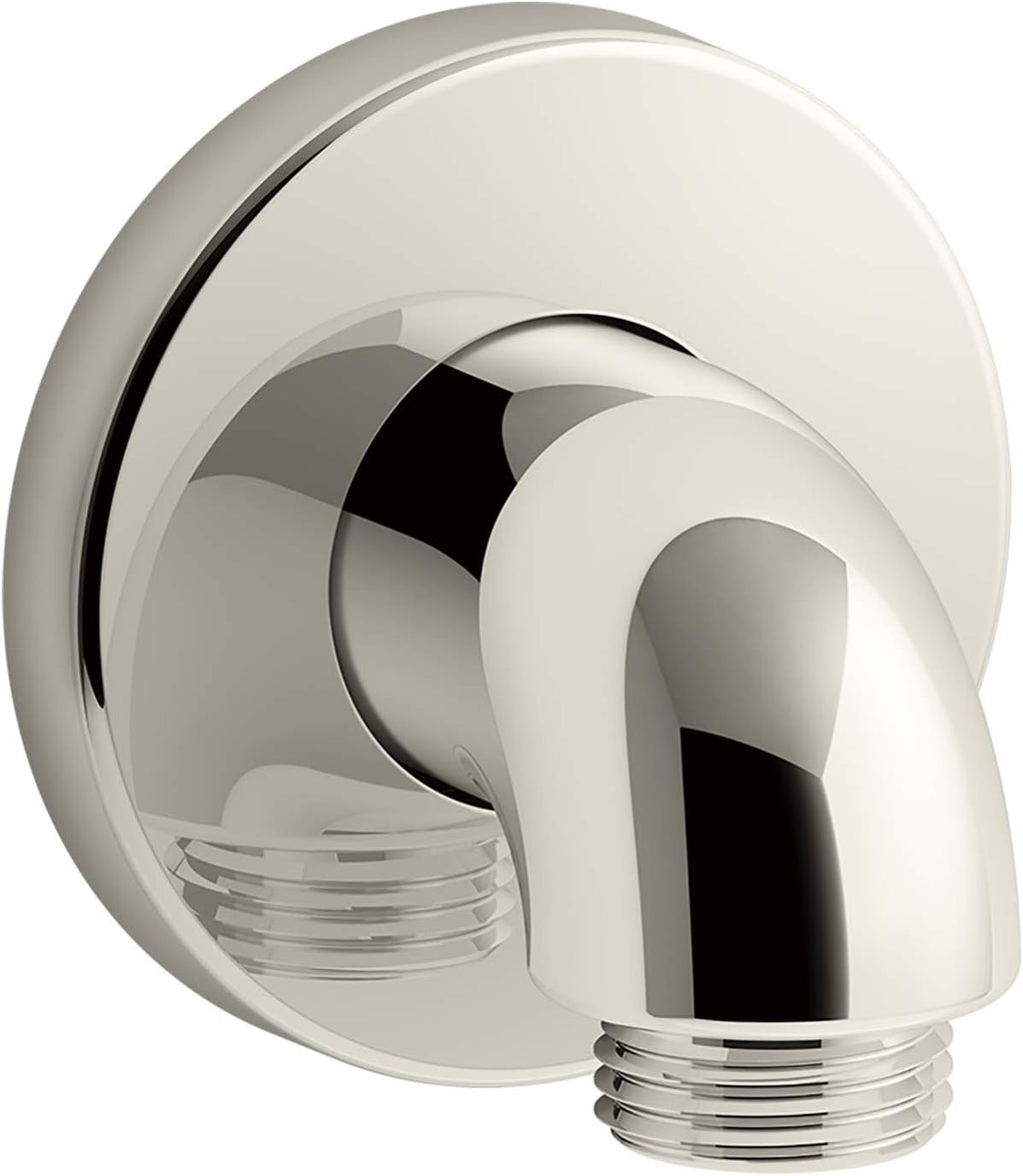 KOHLER 22172-SN Purist Stillness Wall-Mount Supply Elbow with Check Valve for Handshower Hose, Handheld Shower Elbow, Vibrant Polished Nickel