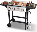 Cookit 4-Burner Flat Top Gas Grill with Stainless Steel Griddle, Includes Cover & Regulator - Perfect for Camping, Tailgating, Backyards