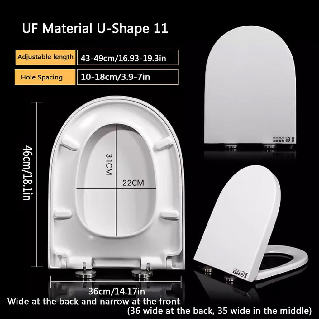 Wttfc Soft Close Toilet Seat,Bidet Toilet Seat,Simple Top Fixing for Easy Clean,D Shape, Standard Toilet Seats White with Adjustable Hinges,Toulet Seat,11