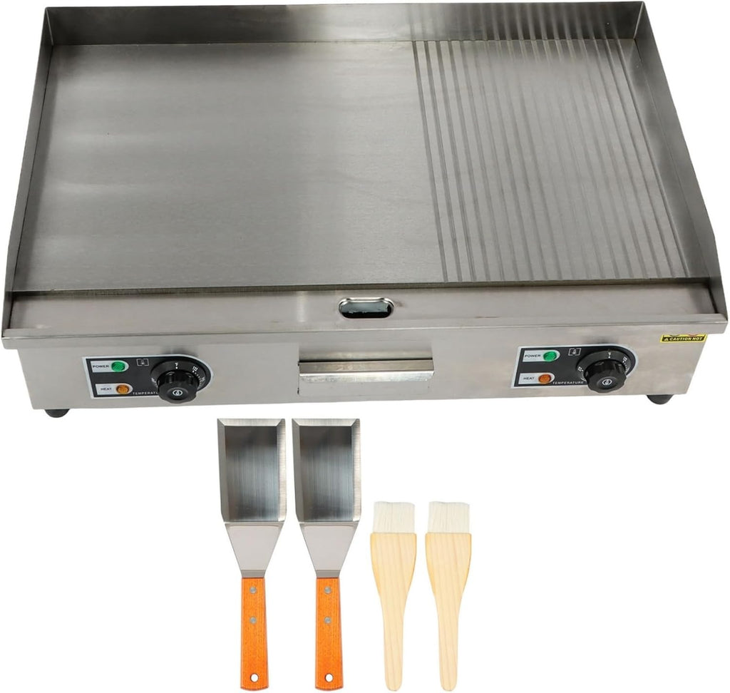 kimllier Commercial Electric Griddle 3000W Countertop Half Flat Top Grill 30 Inch for Restaurants, Shops and Snack Shops