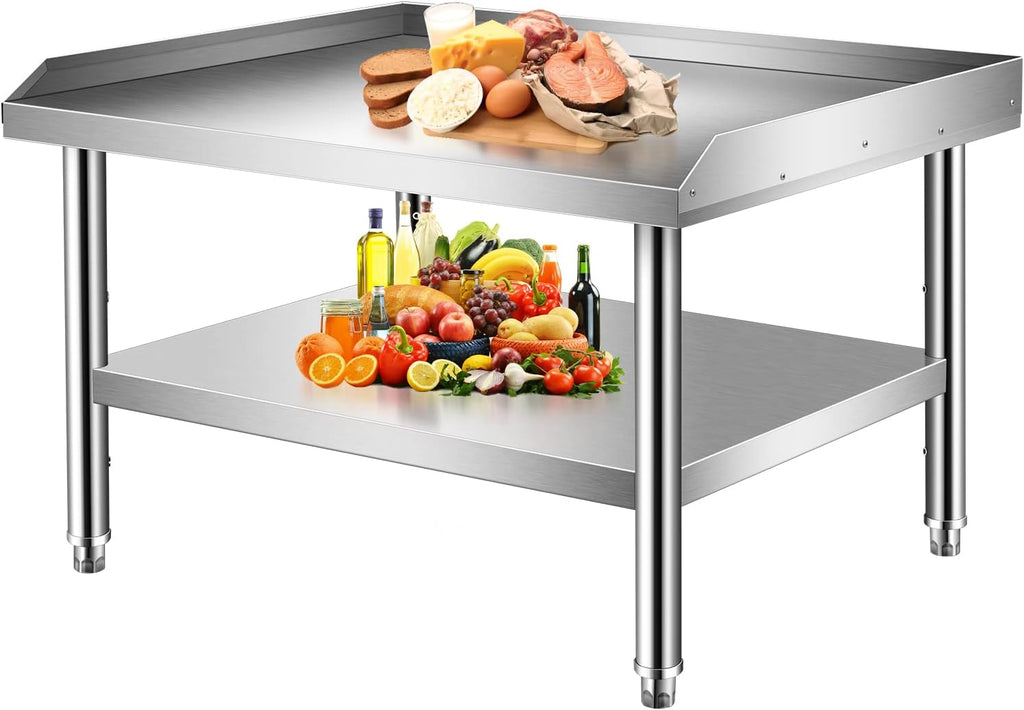 36' x 30' Stainless Steel Equipment Grill Stand with Undershelf, Heavy Duty Griddle Stand Table for Kitchen, Bar, Restaurant, Home and Hotel