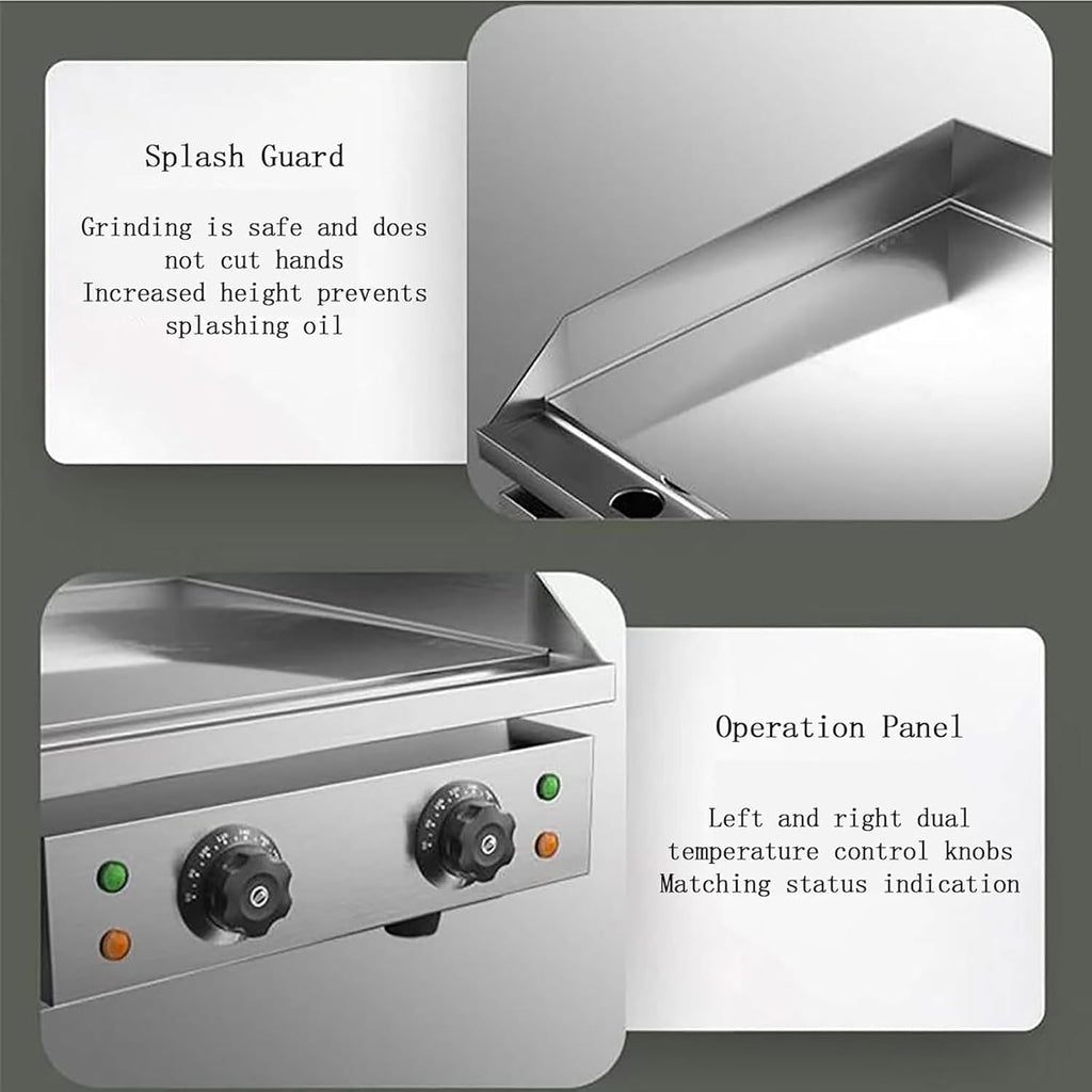 Commercial Electric Griddle 29 Inch Large Countertop Griddle Non-Stick Flat Top Grill Stainless Steel Pancake Griddle with Adjustable Temperature 122°F-572°F