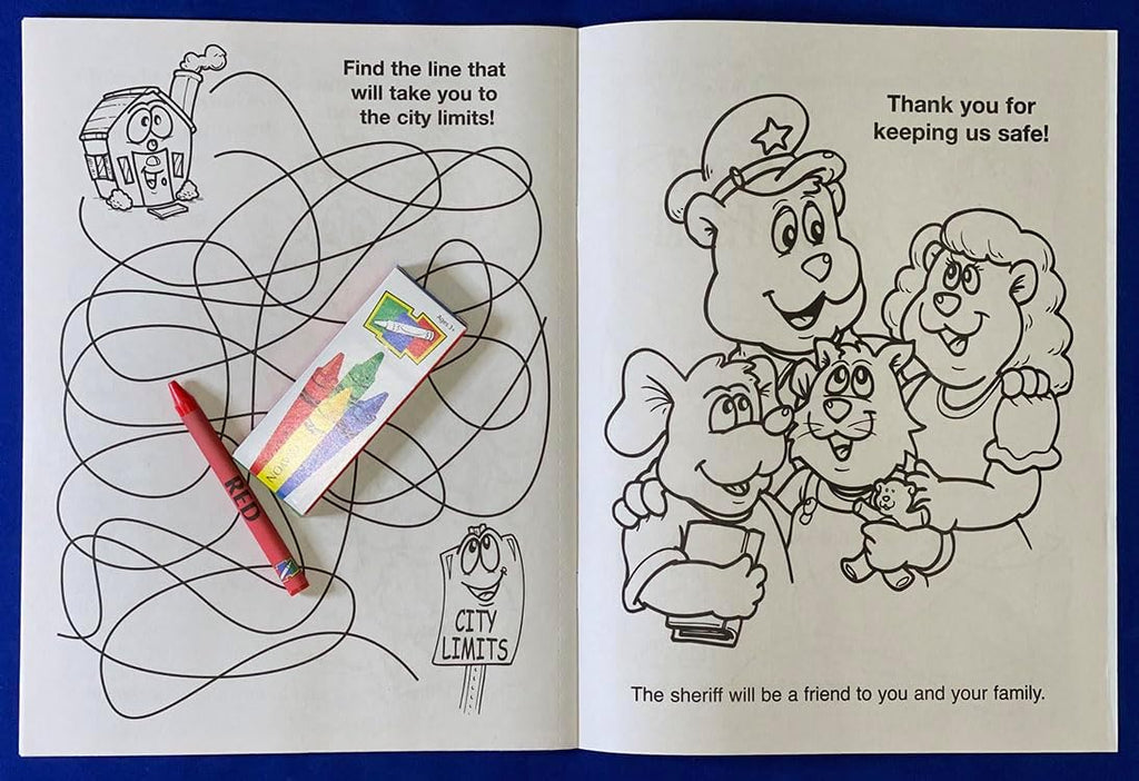 ZOCO – The Sheriff is Your Friend – Custom Educational Coloring Books (250 Bulk Pack, With Crayons) – Promotional Police Toys, Activities for Kids