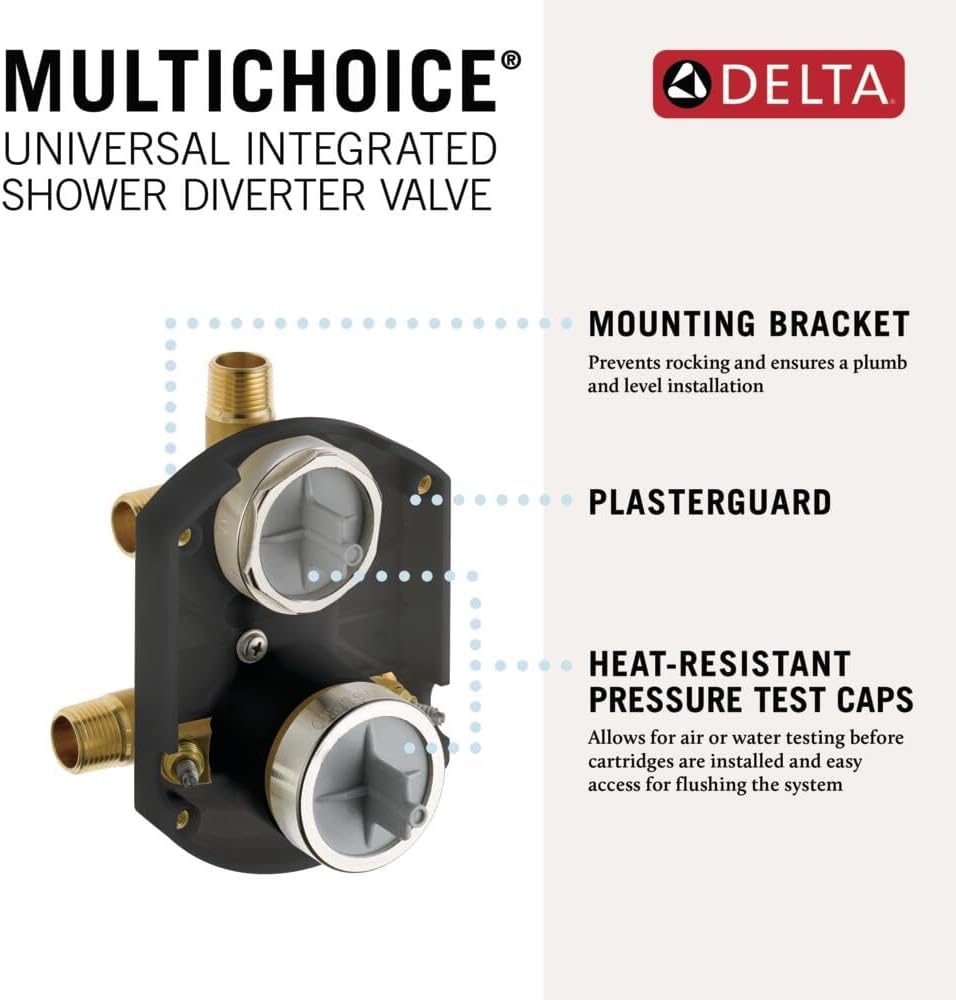 Delta Modern 14 Series Square Rain Shower System Faucet Set, Rainfall Brushed Gold Shower Head and Handle Set, Valve Trim Kit, 10 Inch, Champagne Bronze T342701-CZ (Valve Not Included)