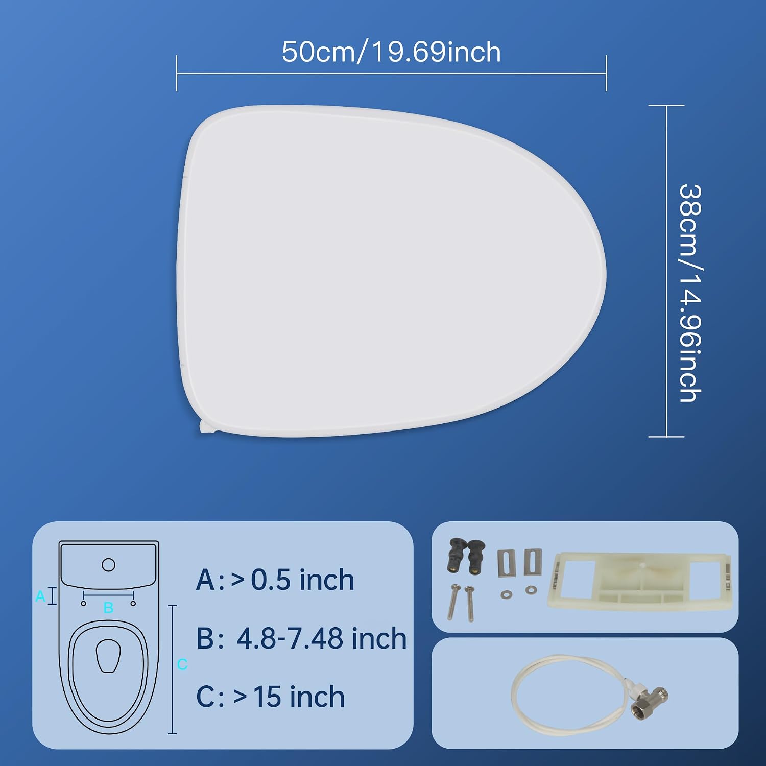 Smart Electronic Bidet Toilet Seat - Elongated White, Heated Seat with 3 Temp Modes, Warm Water Cleansing (Rear/Feminine Wash), Self-Cleaning Nozzle, Slow Close Lid, Quiet Operation