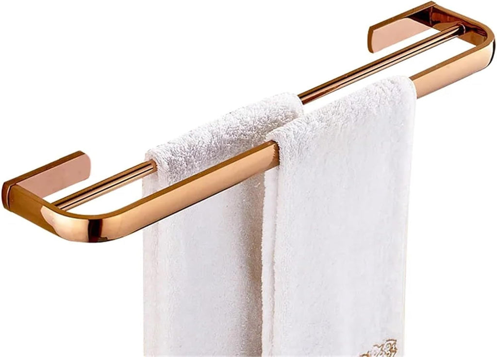 Bathroom Hardware Set Rose Gold Brass Robe Hook Towel Rail Rack Bar Tissue Paper Holder Accessories Wall Mount Lzh105(Single Towel Bar)