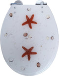 Standard Resin Toilet Seat Lid Round Toilet Seat Molded Toilet Seat with Quietly Close and Quick Release Hinges, Easy to Install Also Easy to Clean