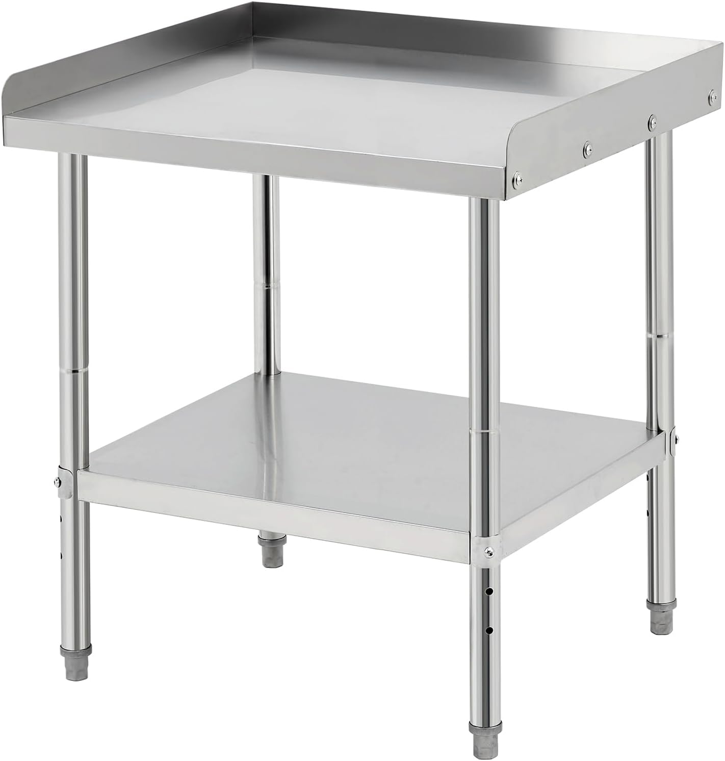 Equipment Grill Stand Table 28x24x30 Inch Stainless Steel NSF Certified 400 Lbs Capacity with Adjustable Legs, 2' Edge Baffle, for Hotel, Home, Commercial Restaurant Kitchen