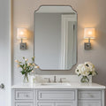 ANDY STAR 20x30 Inch Brushed Nickel Mirror, Silver Bathroom Mirror, Modern Rounded Notched Corner Mirror in Rustproof Stainless Steel Thin Frame, Compact Size Ideal for Small Bathroom Remodel
