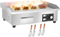 Electric Flat Top Grill Commercial Griddle 50-300℃, Stainless Steel Steak Bacon Fryer For Outdoor Camping, With Raised Baffle & Oil Storage Box & Radiation Hole & Rubber Feet,2500W