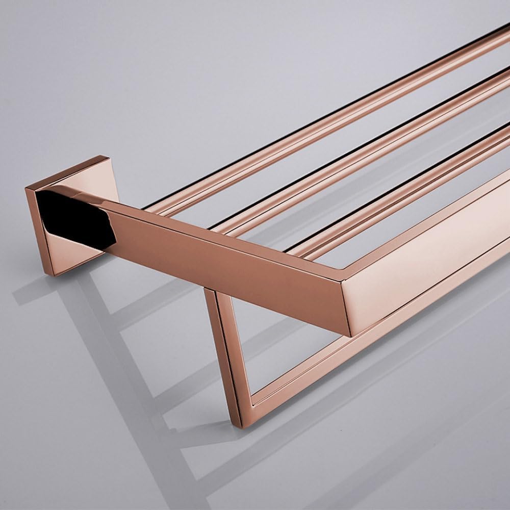 Shiny Polished Rose Gold Bathroom Hardware Accessories Towel Rack Toilet Paper Holder Towel Rail Bar Bathroom Robe Hook,60cm Towel Rack