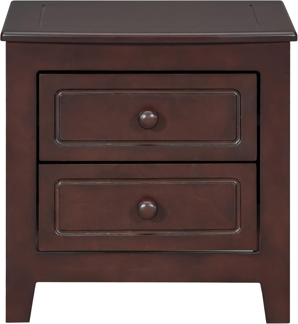 Harper & Bright Designs 3-Piece Queen Bedroom Set, Retro Style Wooden Bedroom Furniture Set with Queen Size Bed Frame and Two Nightstands for Kids Teens Adults Bedroom, Dark Walnut