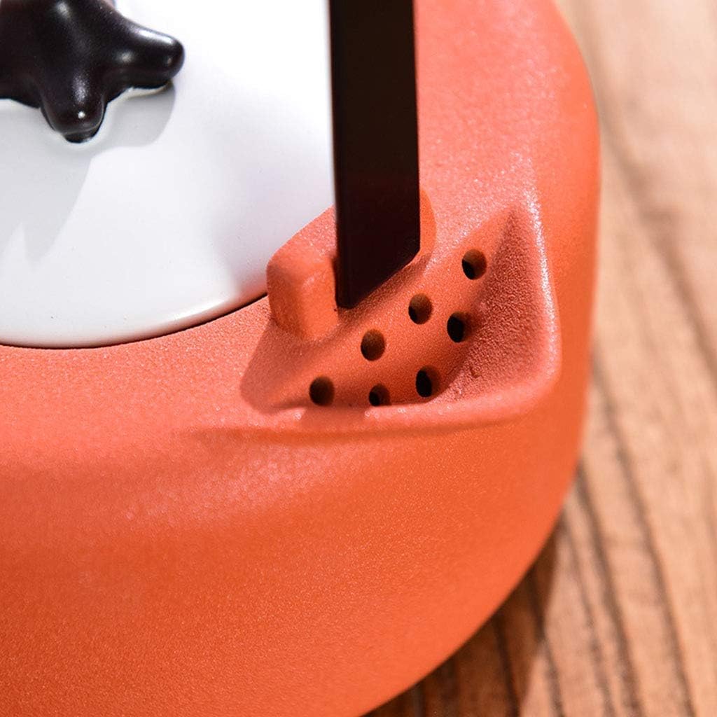 SGSG Electric Kettle Matte Earthenware Teapot,Vintage Teapot Beautiful Pattern Design,Floral Ceramic Tea Pot Large for Kitchen and Livinroom,Black