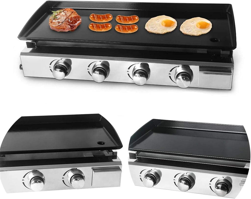 2/3/4 Burner Table Top Gas Grill Griddle, Burners Gas Griddle, Flat Top Grill for Outdoor Cooking While Party, Picnicking Or Camping,4Burner