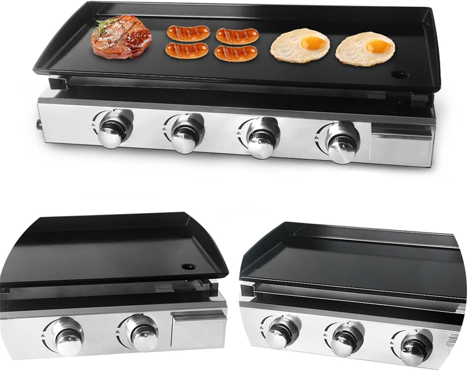 2/3/4 Burner Table Top Gas Grill Griddle, Burners Gas Griddle, Flat Top Grill for Outdoor Cooking While Party, Picnicking Or Camping,4Burner
