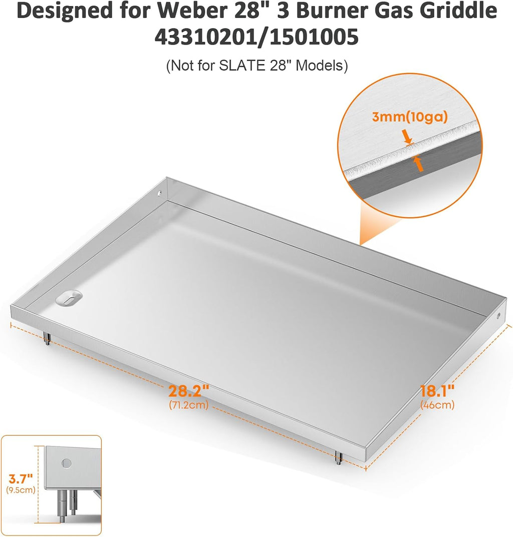 Stanbroil Flat Top Griddle for Weber 28' 3 Burner Gas Griddle 43310201/1501005, Stainless Steel