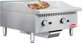 24' Commercial Countertop Griddle, 2 Burners Gas Griddle, 60000 BTU Output, Stainless Steel Flat Top Grill Hot Plate with Natural Gas and Propane Conversion Kit for Restaurant, Food Truck