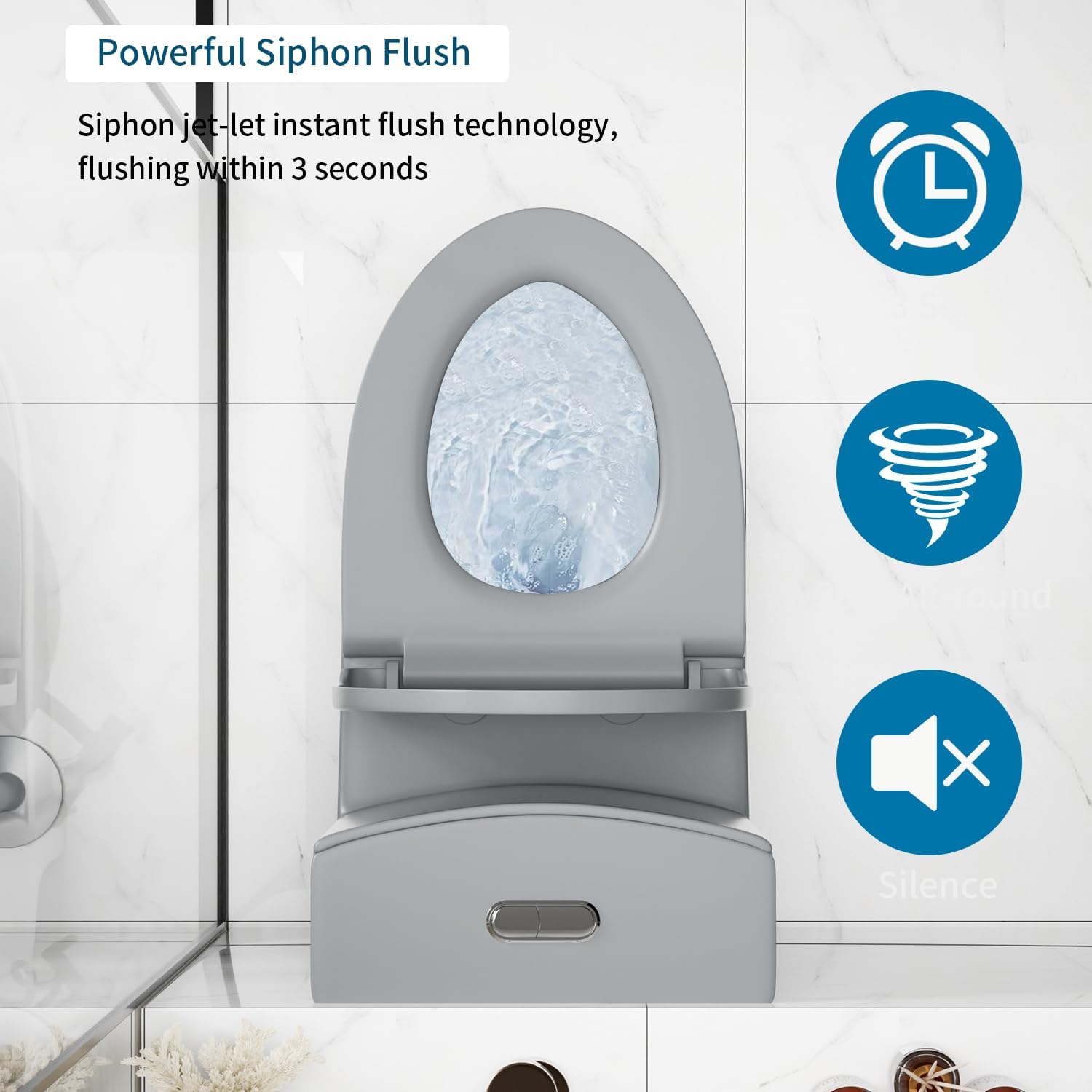 Elongated One Piece Toilet with Comfort Chair Seat ADA Height 17.3' Modern Toilet for Bathroom, Dual Flush 0.8/1.6 GPF and MAP 1000g, 12' Rough-In, Soft Closing Seat, Light gray