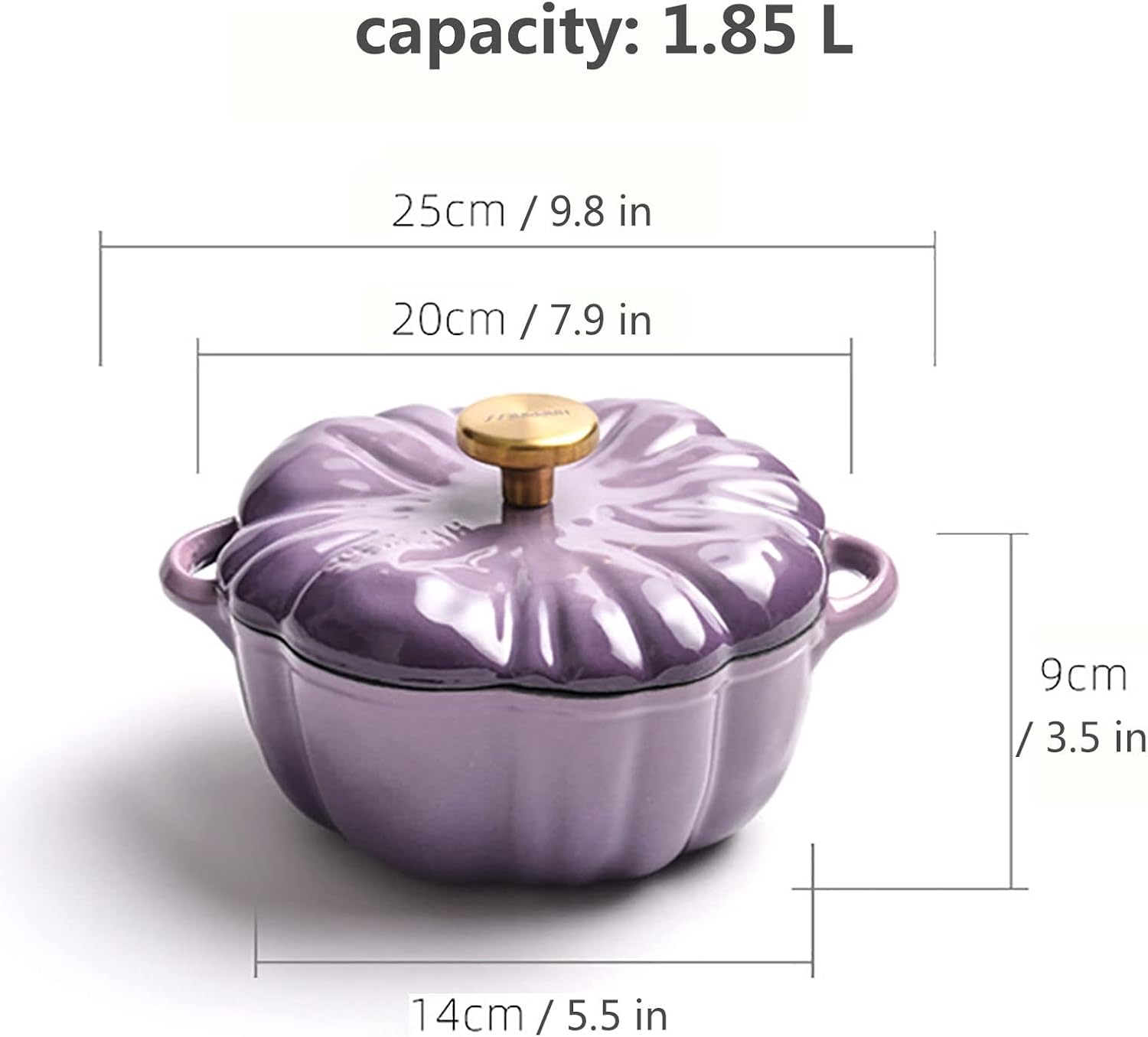 Party Food Cast Iron Dutch Oven Pot with Lid Enameled Casserole Pot Nonstick Induction Gas for Rice Soup Turkey(Purple)