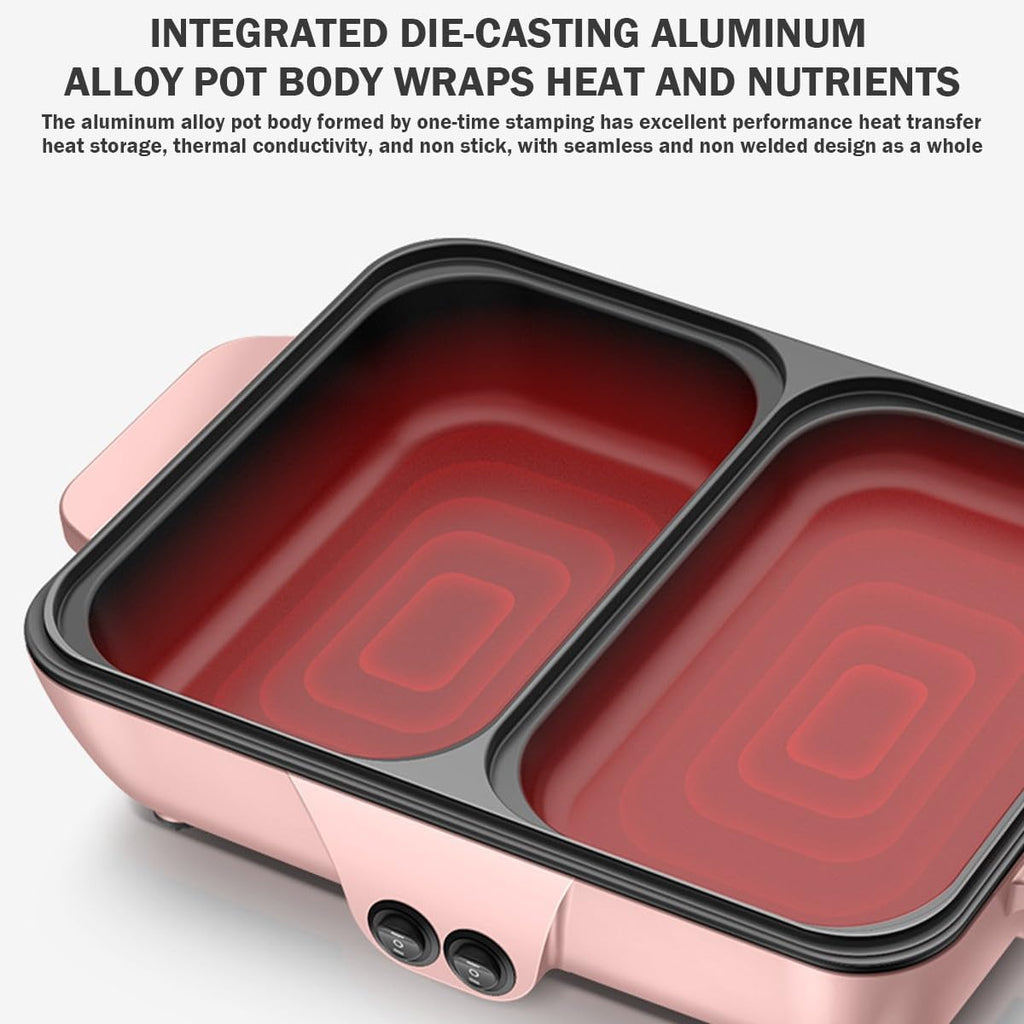 Electric Flat Top Grill, Electric Griddle, Flattop Grills Indoor Safely Washable, Suitable for Frying Grilling Stir Frying(Pink,34.5 * 22 * 8.5)