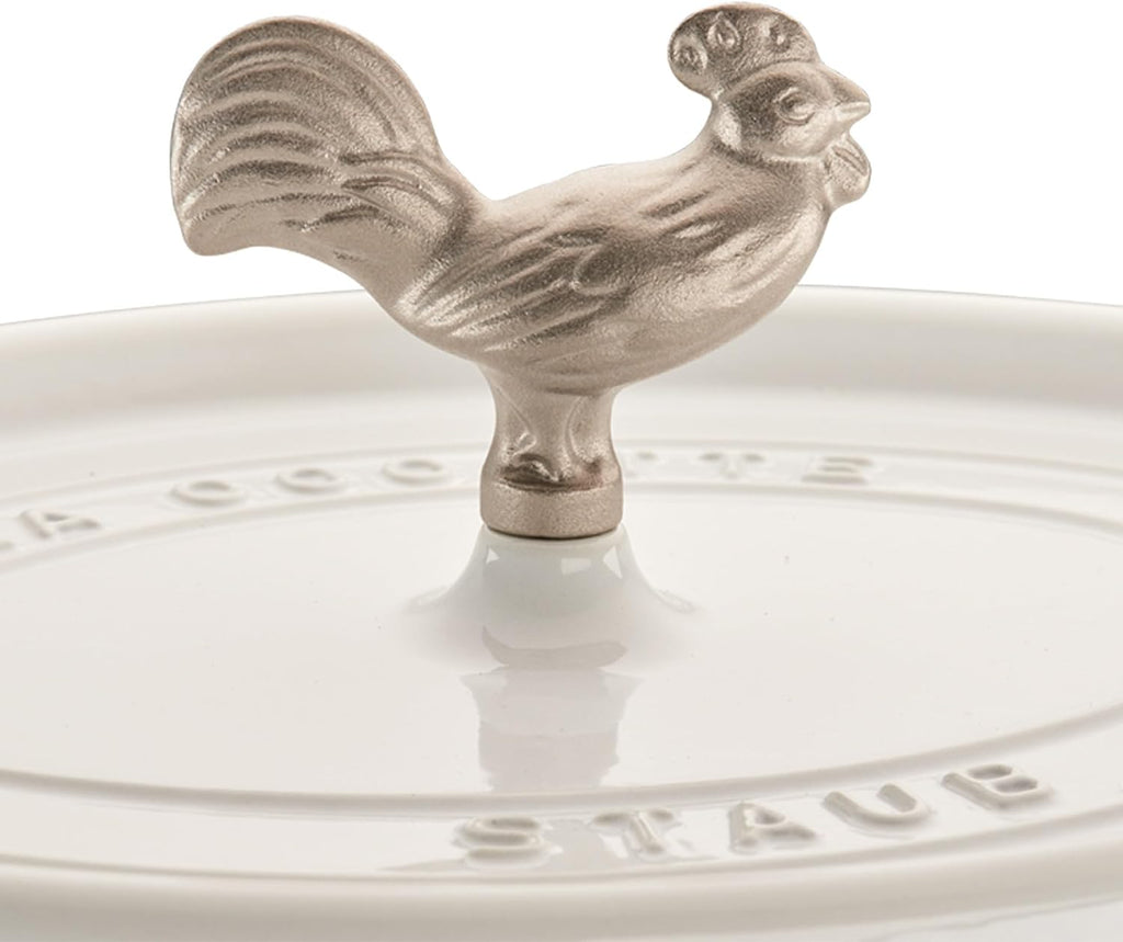Staub Cast Iron Coq au Vin Cocotte, Dutch Oven, 5.75-quart, serves 5-6, Made in France, White