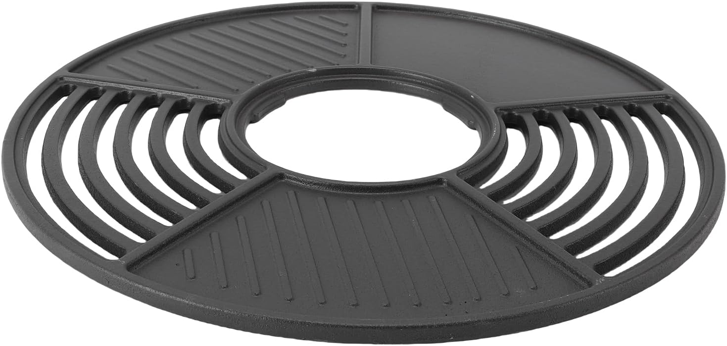 42cm Cast Iron Round Grill Grate, Cooking Grates Griddle Combo Non Stick Charcoal Grill BBQ Pan Plate Replacement for Outdoor Camping Picnics