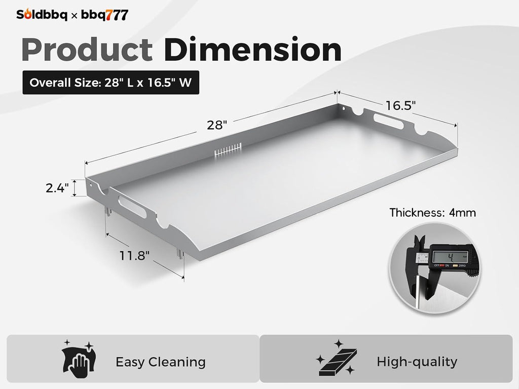 Upgrade Flat Top Griddle Replacement Top for Blackstone 28' Griddles 1517 1803 1924 1883, Steel Griddle Top Replacement for 28 Inch Blackstone with Rear Grease System & Handy Handle