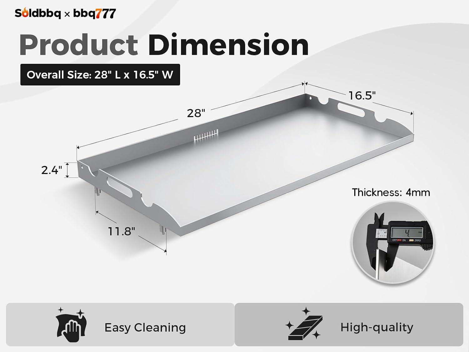 Upgrade Flat Top Griddle Replacement Top for Blackstone 28' Griddles 1517 1803 1924 1883, Steel Griddle Top Replacement for 28 Inch Blackstone with Rear Grease System & Handy Handle