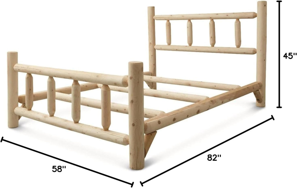 CASTLECREEK Wood Bed Frame with Headboard, Cabin Decor, Heavy Duty, Rustic, Full, Cedar Log