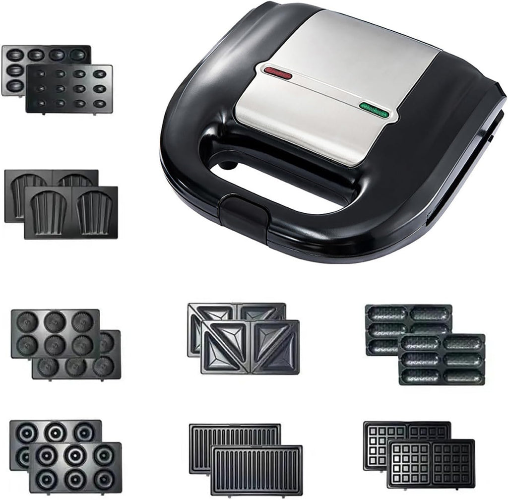8-in-1 Panini Press Grill Sandwich Maker, Sandwich Press and Griddle Grill Combo with Removable Grilling Plates Cool Touch Handle LED Indicator Lights, for Indoor BBQ Flat Top Grill